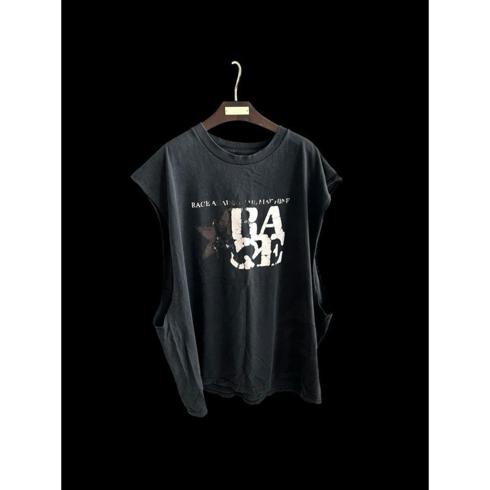 Rage‎ Against The Machine Tank Top Cutoff Shirt Sz XL/XXL Black Distressed
